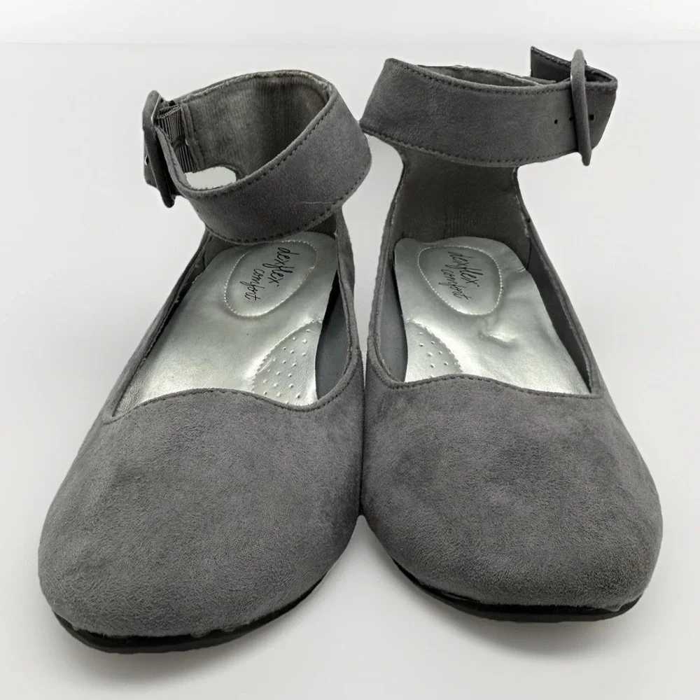 DexFlex Comfort J. Renee Gray Faux Suede Wedge Strap Heels Women's‎ 6.5 EU 38